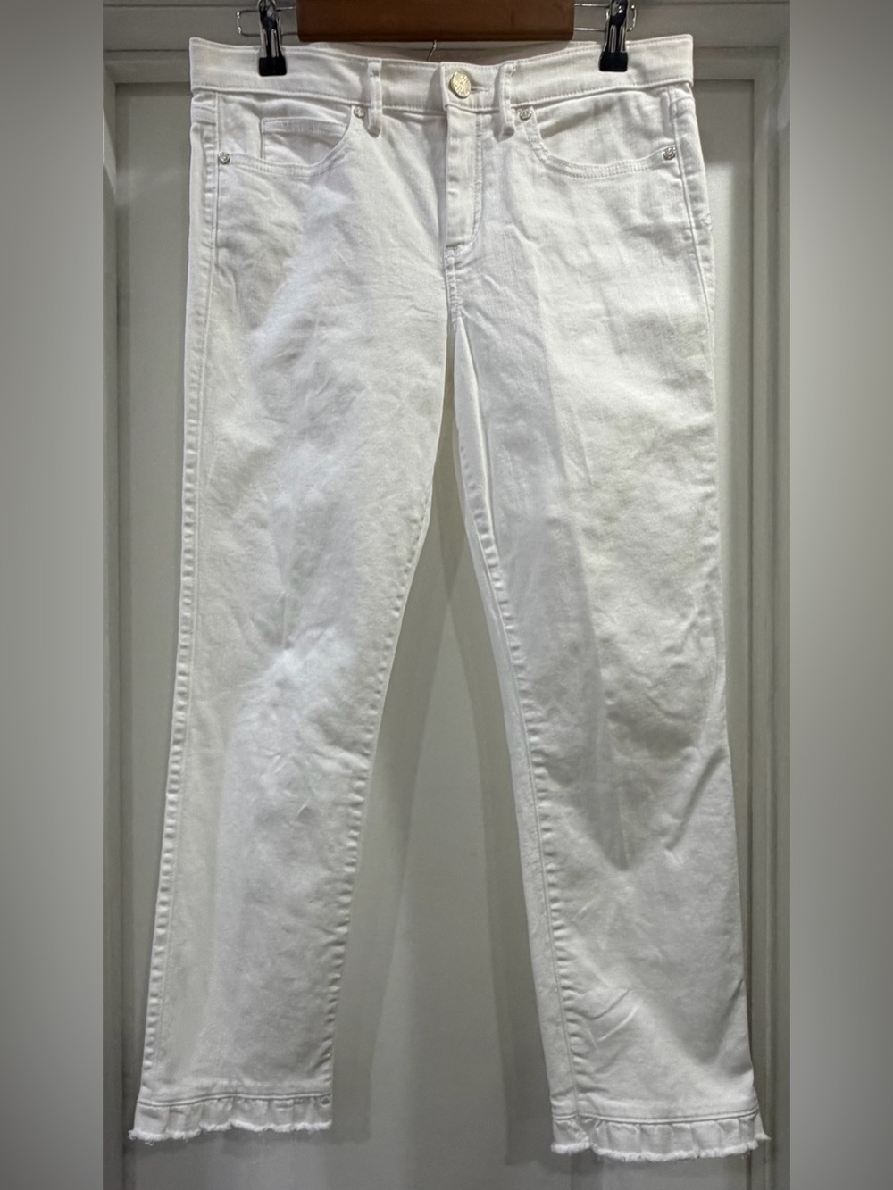 Lilly Pulitzer White South Ocean Skinny Jeans Size 8 Raw Edged Hem